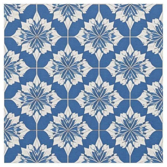 Elegantes Blau-Weiß-Muster Stoff (Nahaufnahme)
