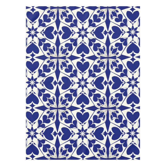 Elegantes Blau-Weiß-Muster Tischdecke (Vorderseite)
