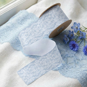 Elegantes Blau-Weiß-Spitzen-Babyparty für einen Ju Satinband