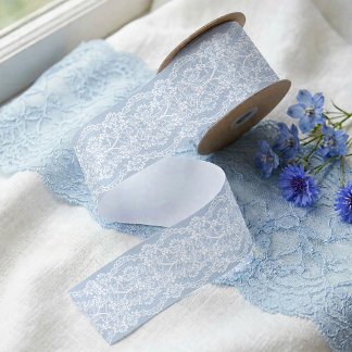 Elegantes Blau-Weiß-Spitzen-Babyparty für einen Ju Satinband