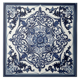 Elegantes Blau & Weiß Tile, Rose, chinesisches Des Fliese