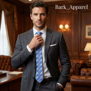 Elegantes Blau-Weiß-Winter-Schneeflocken-Muster-Ge Krawatte