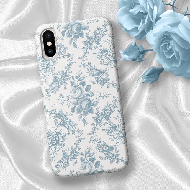 Elegantes blau-weiße Blumentoilette Case-Mate iPhone Hülle (Von Creator hochgeladen)