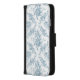 Elegantes blau-weiße Blumentoilette iPhone Wallet Hülle (Links)