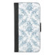 Elegantes blau-weiße Blumentoilette iPhone Wallet Hülle (Vorderseite)