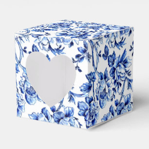Elegantes blau-weißes Blumen-Toile Geschenkschachtel