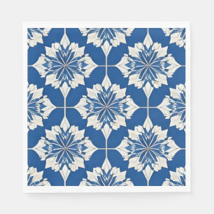 Elegantes blau-weißes Blumenmuster Serviette