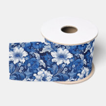 Elegantes blau-weißes Vintage-Blumenmuster