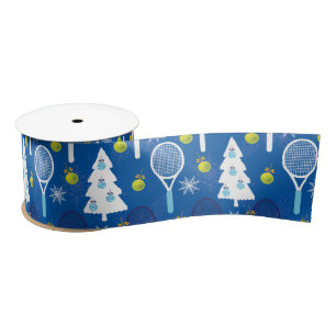 Elegantes, blau-weißes Weihnachtstennis  Satinband