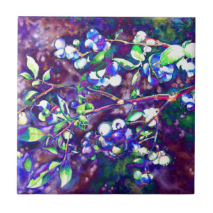 Elegantes Blaubeerengemälde Fliese