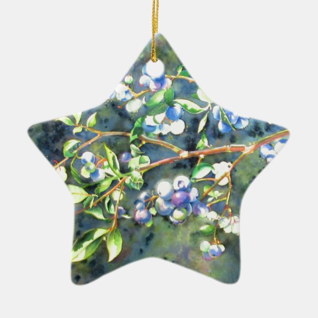 Elegantes Blaubeerengemälde Keramik Ornament (Vorne)