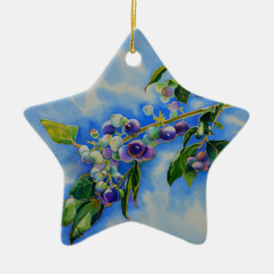 Elegantes Blaubeerengemälde Keramik Ornament
