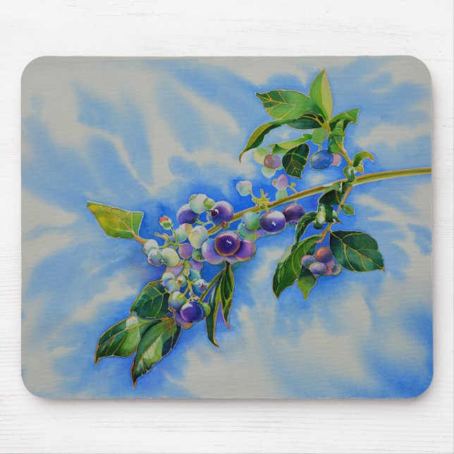 Elegantes Blaubeerengemälde Mousepad (Vorne)