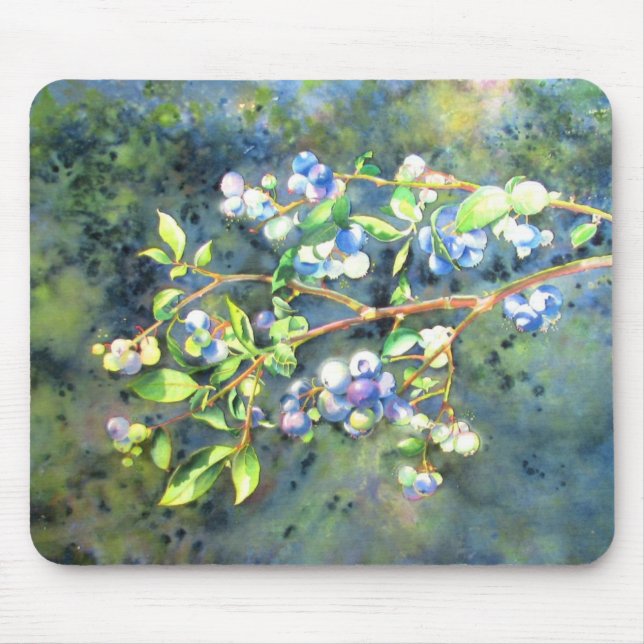Elegantes Blaubeerengemälde Mousepad (Vorne)