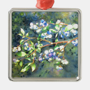 Elegantes Blaubeerengemälde Silbernes Ornament