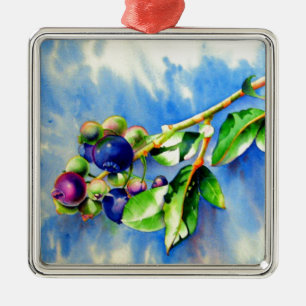 Elegantes Blaubeermalen Silbernes Ornament