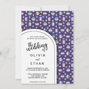 Elegantes blaues abstraktes Muster Hochzeitseinlad Einladung