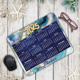 Elegantes blaues Aqua-Marmor Imitate Glitzer 2025 Mousepad