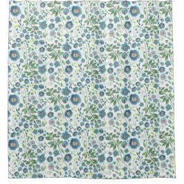 Elegantes blaues Aquamarines Blumenmuster Duschvorhang