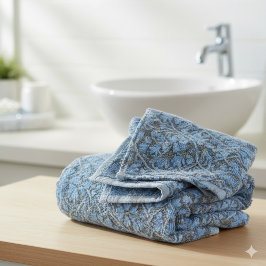 Elegantes blaues Aquarell-Blumenmuster-Einladung Waschlappen
