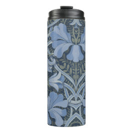 Elegantes blaues Aquarell-Blumenmuster  Thermosbecher