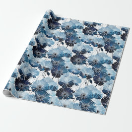 Elegantes blaues Aster-Blumenmuster-Geschenkpapier Geschenkpapier