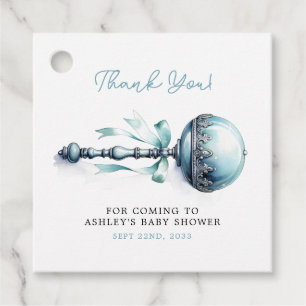 Elegantes Blaues Baby Rassel Jungen Babyparty Geschenkanhänger