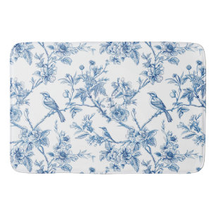Elegantes blaues Blumen-Chinoiserie Badematte