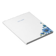 Elegantes blaues Blumen-Notizbuch für persönliche