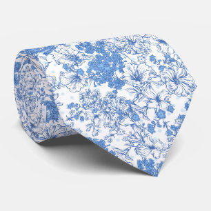 Elegantes Blaues Blumenmuster Krawatte