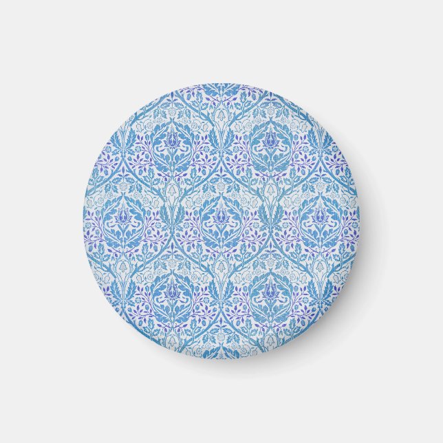 Elegantes blaues Blumenmuster Magnet (Vorne)