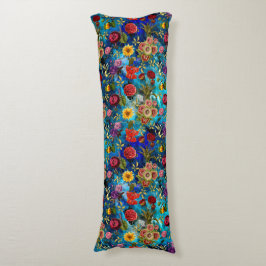 Elegantes blaues Blumenmuster Monogramm Seitenschläferkissen