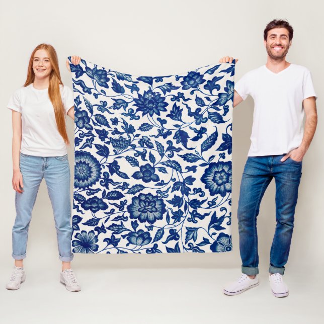 Elegantes blaues Blumenmuster - weiche Fleece Blan (Beispiel)