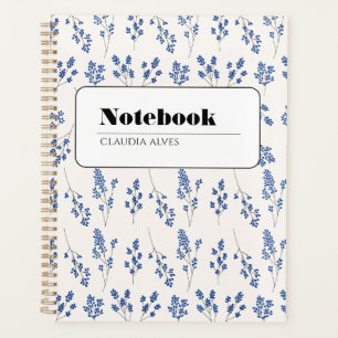 Elegantes blaues Blumennotizbuch Planer