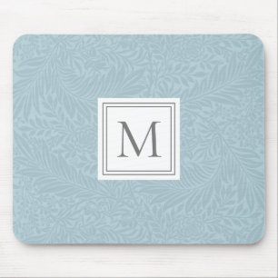Elegantes Blaues Boho-Botanikmuster-Monogramm Mousepad