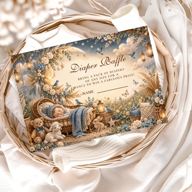 Elegantes Blaues Boho-Windel-Raffle Begleitkarte (Von Creator hochgeladen)