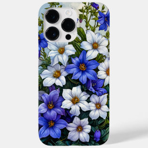 Elegantes blaues botanisches Blumendesign, sanfte Case-Mate iPhone 14 Pro Max Hülle