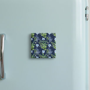 Elegantes blaues Botanisches Wasserfarbenmuster Magnet