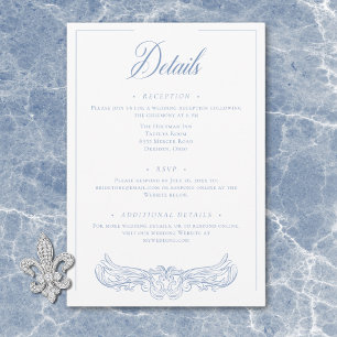 Elegantes blaues Chinoiserie-Vogel-Wappen Hochzeit Begleitkarte