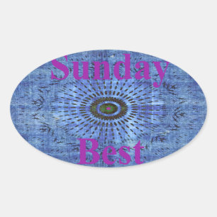 Elegantes blaues Denim-Muster-Vektordruck-Design Ovaler Aufkleber