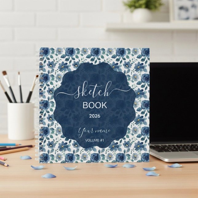 Elegantes Blaues Floral Notizbuch (Von Creator hochgeladen)