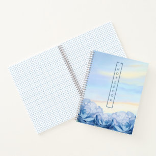 Elegantes blaues florales Aquarell Notizbuch