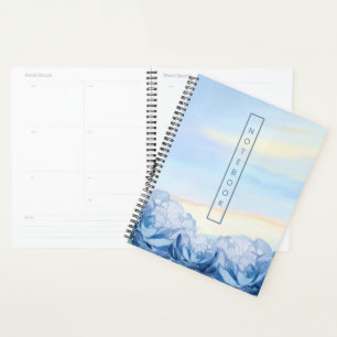 Elegantes blaues florales Aquarell Planer