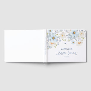Elegantes blaues florales Braut Hochzeitsbraut-Dus Gästebuch