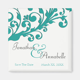 Elegantes blaues florales Save The Date Magnet