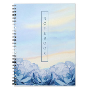 Elegantes blaues florales Wasserfarben-Notizbuch Notizblock