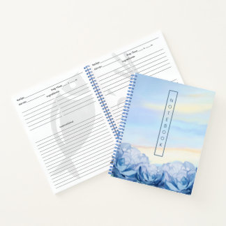 Elegantes blaues florales Wasserfarben-Notizbuch Notizbuch