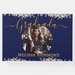 Elegantes blaues Foto Spanisch Graduierte Signatur Gästebuch