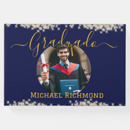 Elegantes blaues Foto Spanisch Graduierte Signatur Gästebuch