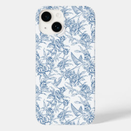 Elegantes blaues französisches Toile-de-Jouy-Blume Case-Mate iPhone 14 Hülle